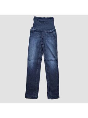 AG Adriano Goldschmied Maternity Straight Leg Jeans 27 Dark Wash Full Panel